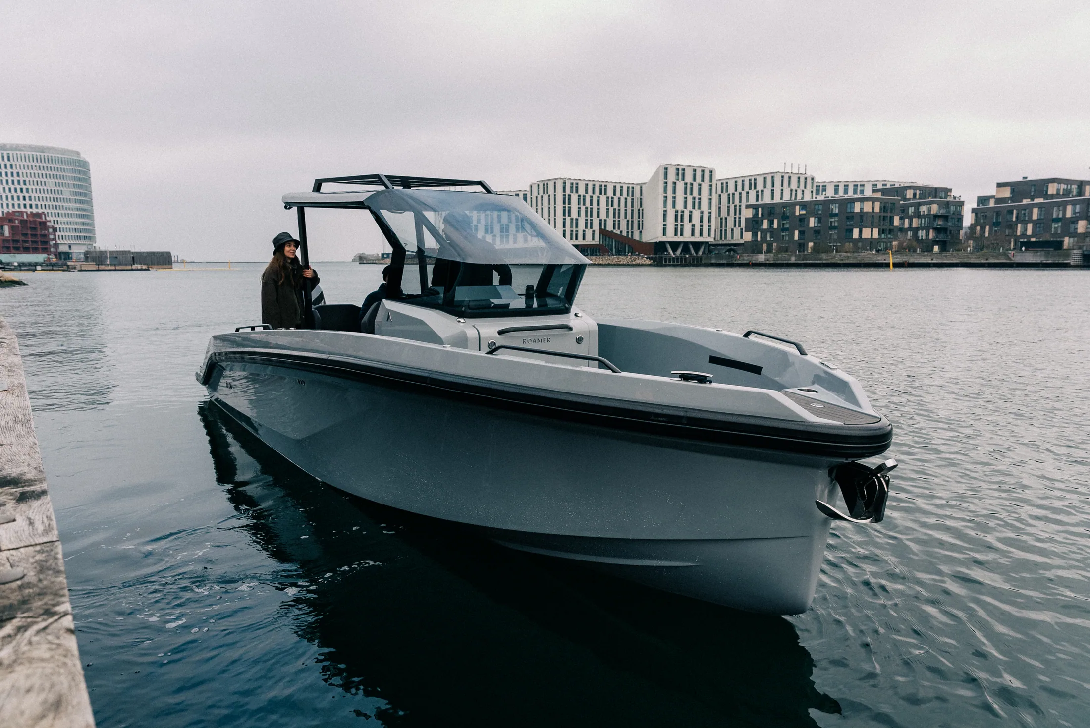 Escape 29 in Copenhagen harbour on a grey morning